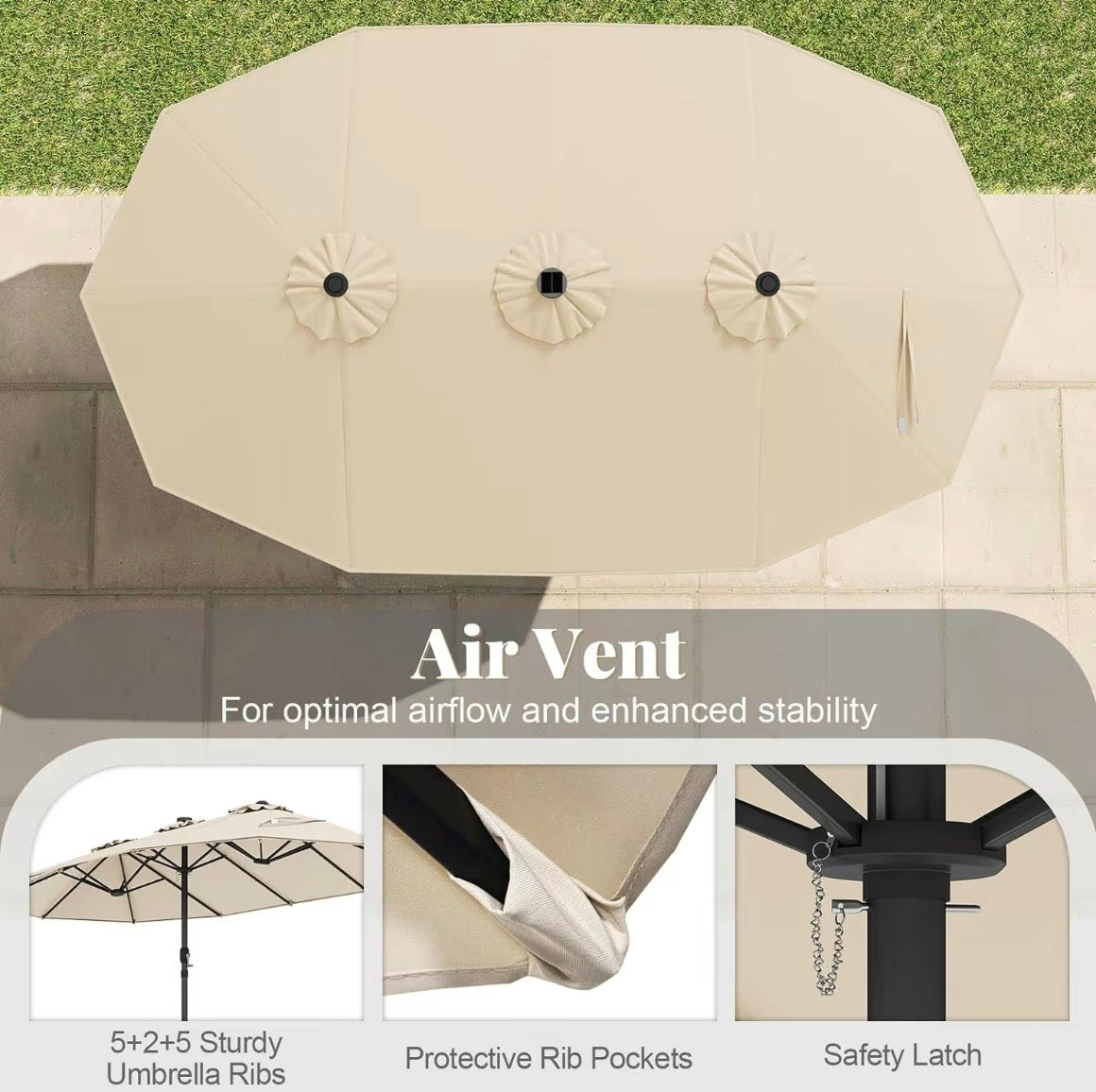 Outdoor 15/13Ft Twin Umbrella