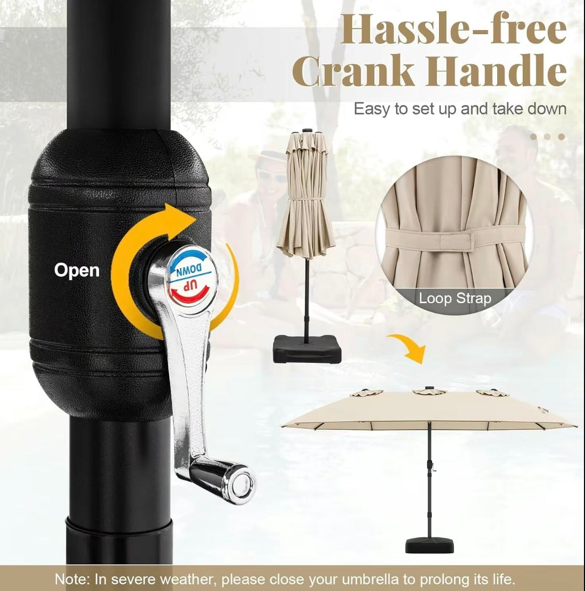 Outdoor 15/13Ft Twin Umbrella