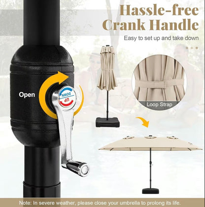 Outdoor 15/13Ft Twin Umbrella